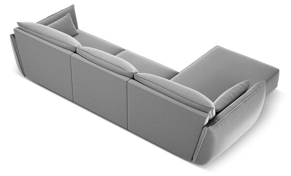 Svetlosivá zamatová rohová pohovka (ľavý roh/s leňoškou) Vanda – Mazzini Sofas