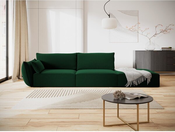 Tmavozelená zamatová pohovka ľavý roh 264 cm Vanda – Mazzini Sofas