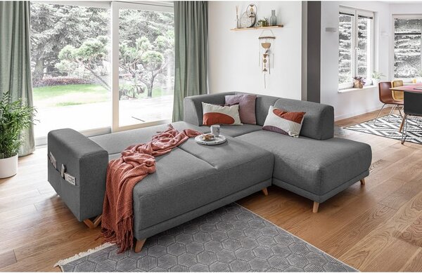 Sivá rozkladacia/s úložným priestorom rohová pohovka (pravý roh/do L) Classy Sophie – Miuform