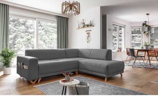Sivá rozkladacia/s úložným priestorom rohová pohovka (pravý roh/do L) Classy Sophie – Miuform