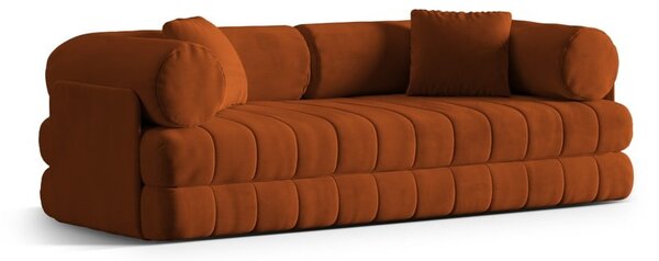 Terakotová zamatová rozkladacia pohovka 206 cm Kemi – Cosmopolitan Design