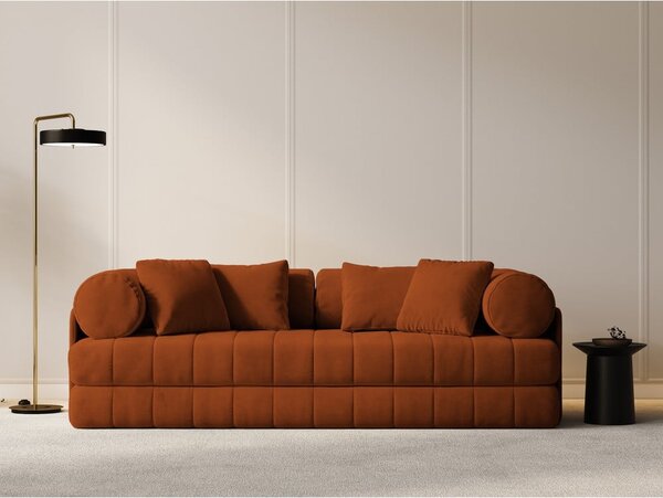 Terakotová zamatová rozkladacia pohovka 206 cm Kemi – Cosmopolitan Design