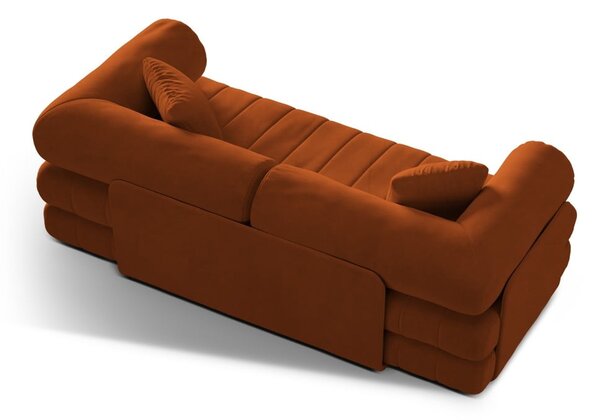 Terakotová zamatová rozkladacia pohovka 206 cm Kemi – Cosmopolitan Design