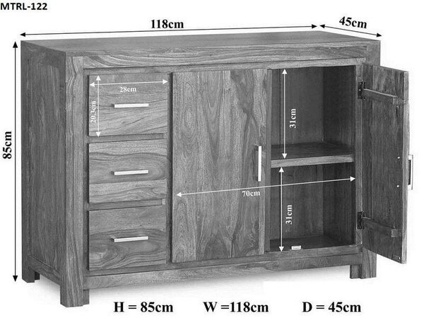 DAKOTA Komoda 85x118 cm, palisander