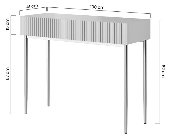 Konzolový stolík Nicole 100 cm so zásuvkami - biely mat / čierna