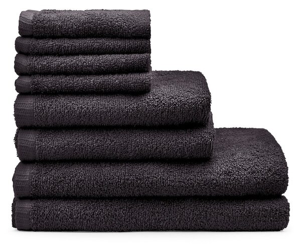 Čierne rýchloschnúce/froté bavlnené uteráky a osušky v súprave 8 ks Quick Dry – Catherine Lansfield