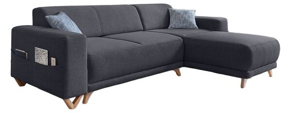 Antracitová rozkladacia/s úložným priestorom rohová pohovka Classy Sophie – Miuform