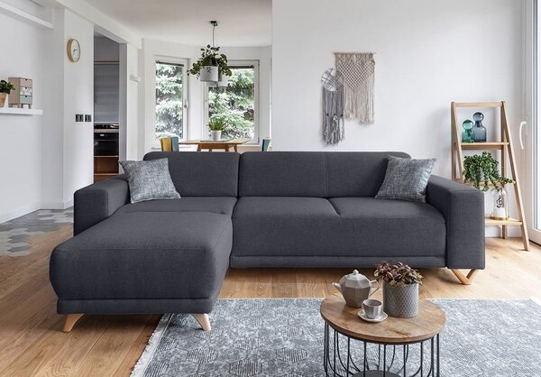 Antracitová rozkladacia/s úložným priestorom rohová pohovka Classy Sophie – Miuform
