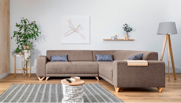 Hnedá rozkladacia/s úložným priestorom rohová pohovka (pravý roh/do L) Classy Sophie – Miuform