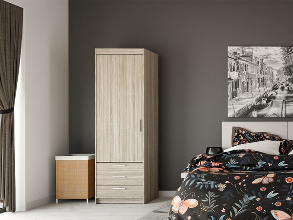 Úzka šatníková skriňa Elenas 60 x 190 x 53 cm - dub sonoma