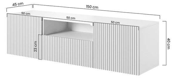 Závesná RTV skrinka Nicole so zásuvkou a nikou 150 cm - kasmír