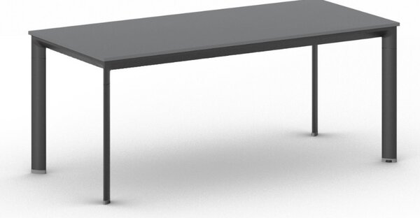 Rokovací kancelársky stôl PRIMO INVITATION, 180x80 cm, čierna podnož, grafit
