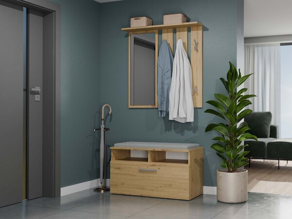 NovýNábytok.sk Vešiakový panel Oasis 1 (dub artisan) (so zrkadlom). Akcia -24%. Vlastná spoľahlivá doprava až k Vám domov. 1132562