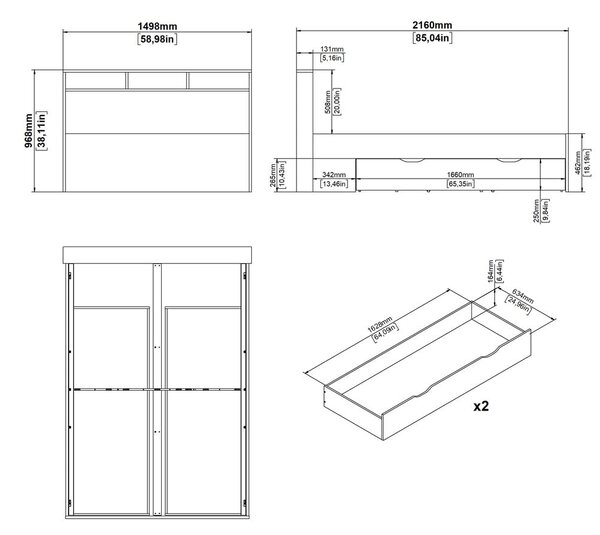 Dvojlôžková posteľ v dekore duba s úložným priestorom bez roštu 140x200 cm v prírodnej farbe Ikast – Tvilum