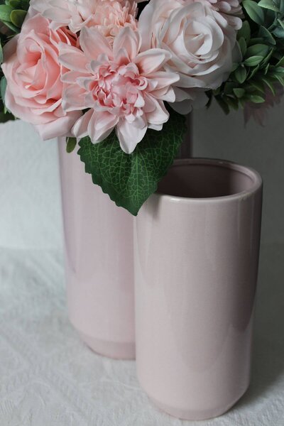 Ružová keramická okrúhla váza 20 cm