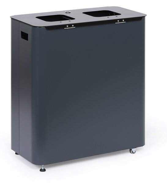Odpadkový kôš na triedený odpad, 2 x 60 l, lakovaný sivý