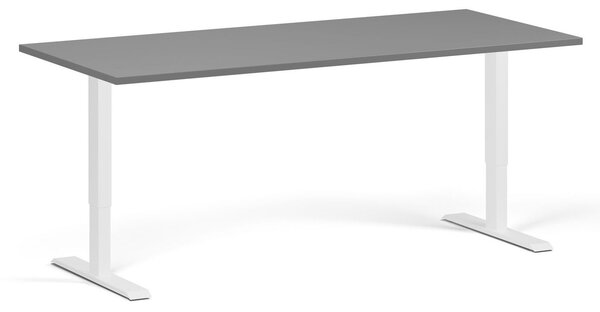 Výškovo nastaviteľný stôl, 180x80 cm, 1 motor, biela podnož, grafit