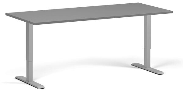 Výškovo nastaviteľný stôl, 180x80 cm, 1 motor, sivá podnož, grafit