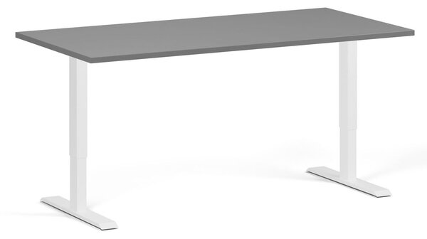 Výškovo nastaviteľný stôl, 160x80 cm, 1 motor, biela podnož, grafit