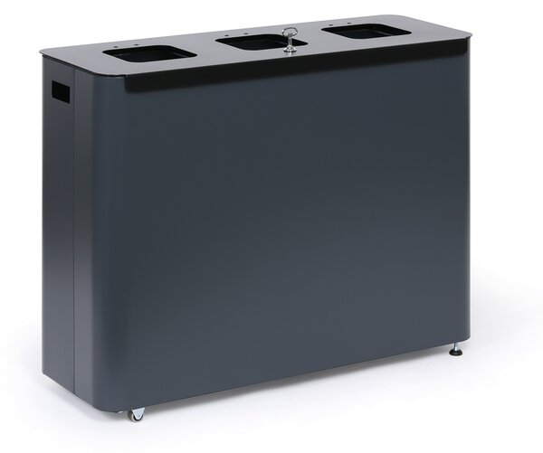 Odpadkový kôš na triedený odpad, 3 x 60 l, lakovaný sivý
