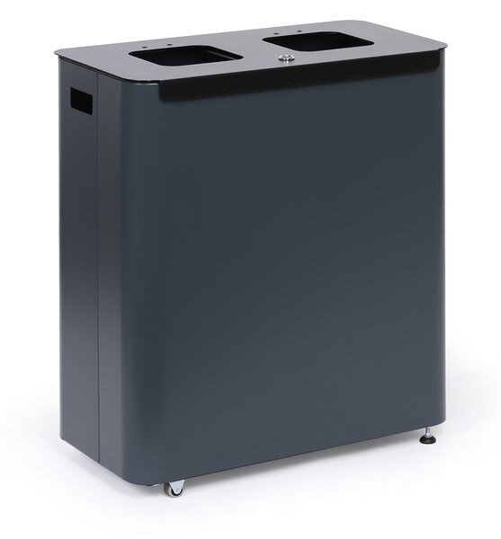 Odpadkový kôš na triedený odpad, 2 x 60 l, lakovaný sivý