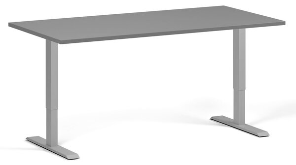 Výškovo nastaviteľný stôl, 160x80 cm, 1 motor, sivá podnož, grafit