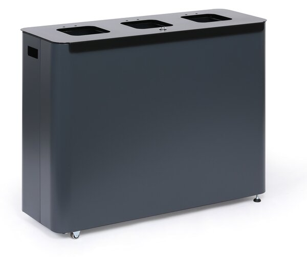Odpadkový kôš na triedený odpad, 3 x 60 l, lakovaný sivý