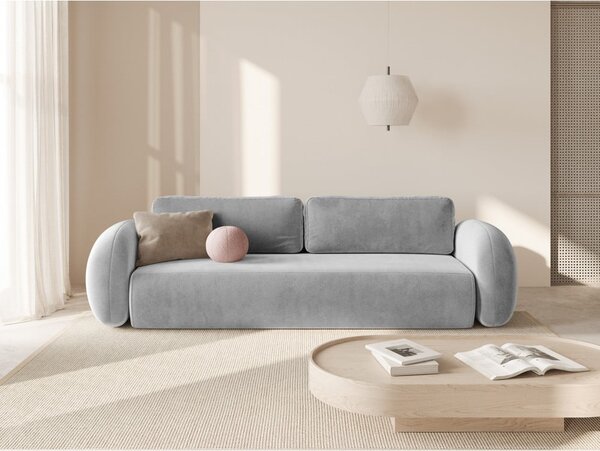 Svetlosivá zamatová rozkladacia/s úložným priestorom pohovka 262 cm Tonale – Cosmopolitan Design
