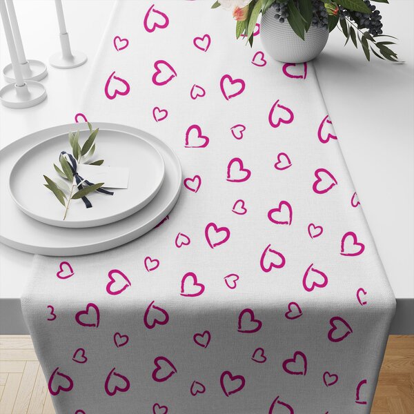 Bavlnená látka, vzor srdiečka Růžové , farba biela, metráž 160 cm