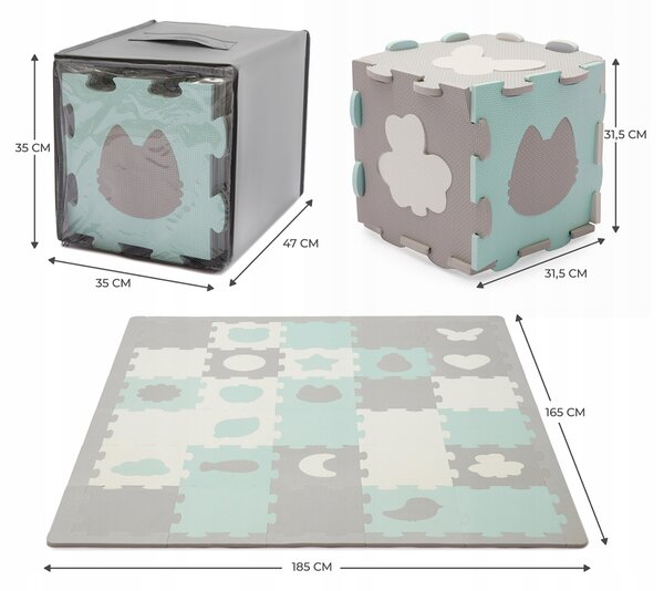 Penová podložka na hranie PUZZLE KINDERKRAFT LUNO mint
