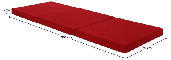 KONDELA Skladací matrac, penový, 65x180, červená, LEVI 65