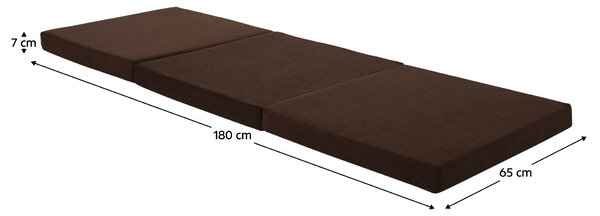 KONDELA Skladací matrac, penový, 65x180, hnedá, LEVI 65
