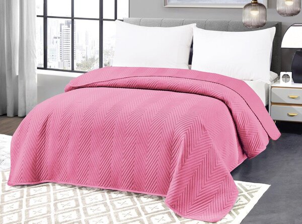 Svetloružový zamatový prehoz na posteľ ARROW VELVET Rozmer: 200 x 220 cm