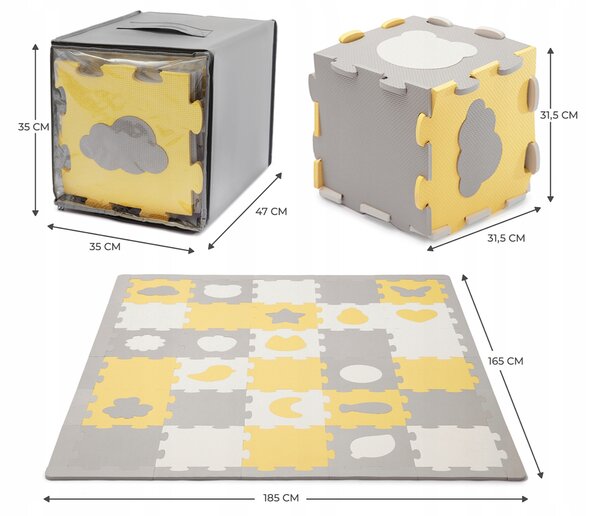 Penová podložka na hranie PUZZLE KINDERKRAFT LUNO yellow