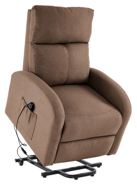 Pohodlné elektrické relaxačné polohovacie kreslo s podnožou svetlohnedé (k394516)