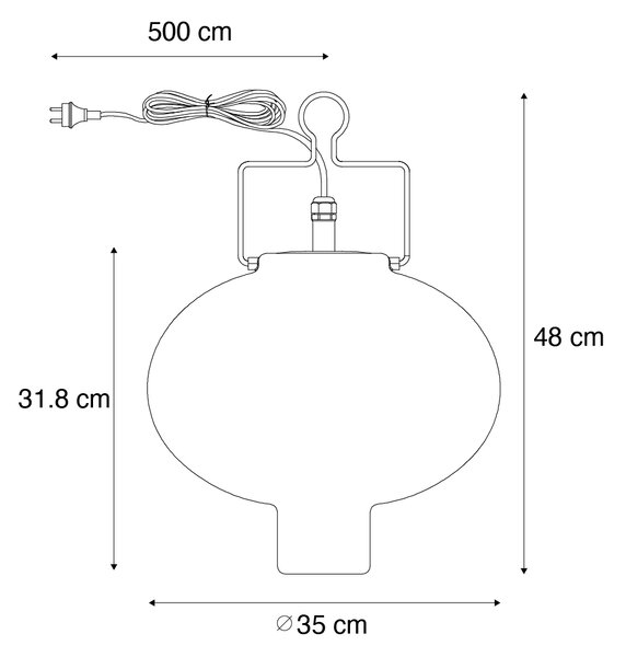 Inteligentné vonkajšie závesné svietidlo biele 35 cm vrátane Wifi A60 - Pion