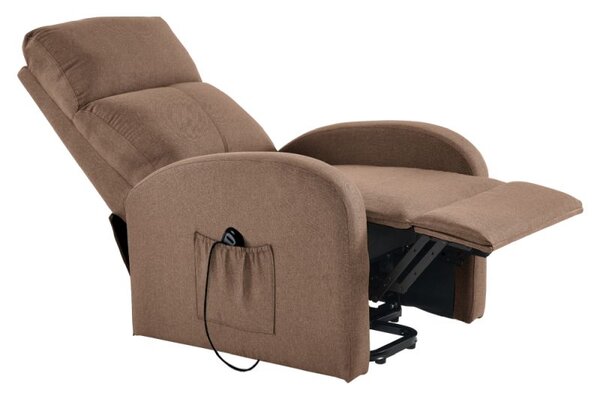 Pohodlné elektrické relaxačné polohovacie kreslo s podnožou svetlohnedé (k394516)
