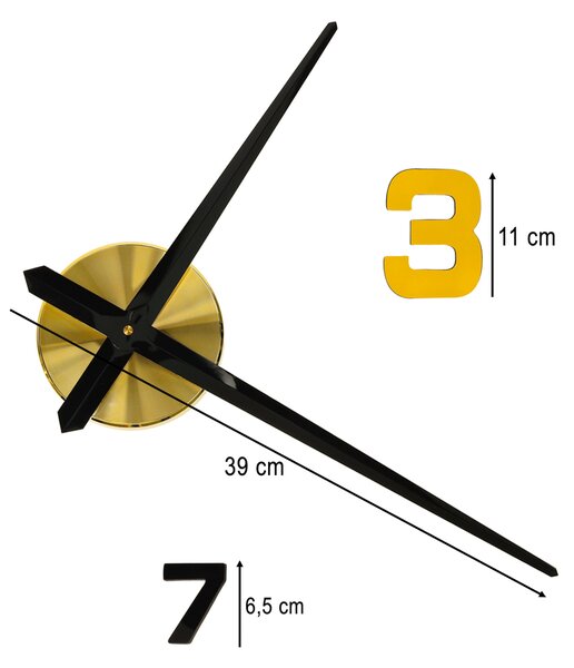 KIK KX3518 Dizajnové nalepovacie hodiny 12 číslic, 100-120 cm, čiernozlaté