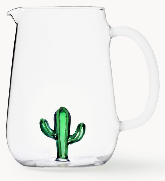 Ručne vyrobený džbán z borosilikátového skla Cactus, 1,8 l