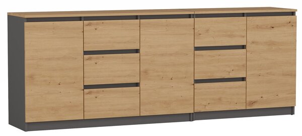 NovýNábytok.sk Set 2ks. komôd Cervantina 1 (antracit + dub artisan). Akcia -20%. Vlastná spoľahlivá doprava až k Vám domov. 1132872