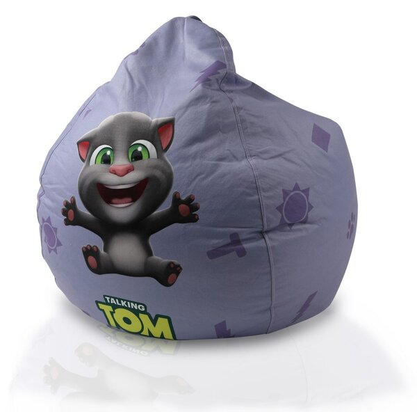 Sedací vak Talking Tom & Friends – detský kresielkový vak s opierkou nôh Farba: C - čierny