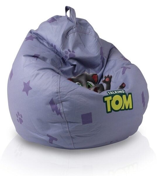 Sedací vak Talking Tom & Friends – detský kresielkový vak s opierkou nôh Farba: C - čierny