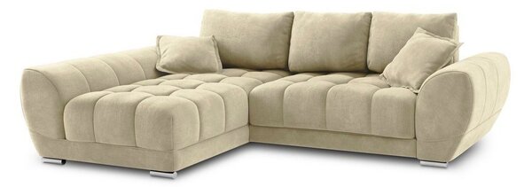 Béžová rozkladacia rohová pohovka so zamatovým poťahom Windsor & Co Sofas Nuage, ľavý roh