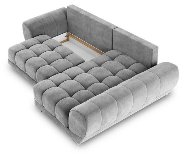 Sivá rozkladacia rohová pohovka so zamatovým poťahom Windsor & Co Sofas Nuage, pravý roh