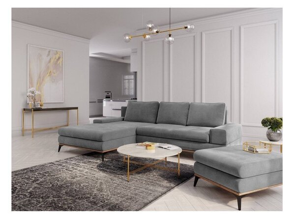 Sivá rozkladacia rohová pohovka Windsor & Co Sofas Planet, ľavý roh