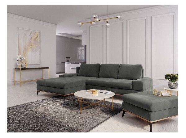 Tmavosivá rozkladacia rohová pohovka Windsor & Co Sofas Planet, ľavý roh