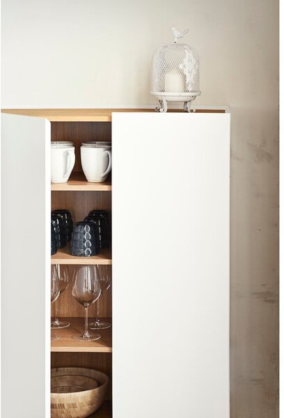 Biela vysoká komoda v dekore duba 95x120 cm Arista – Teulat