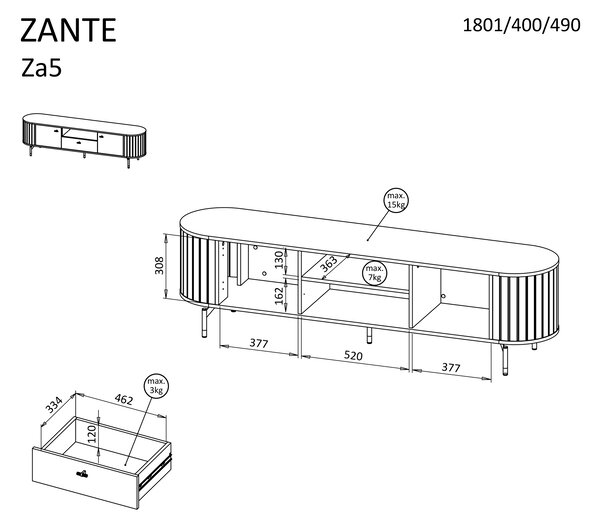 TV stolík Zante RTV 2D1S - kašmír