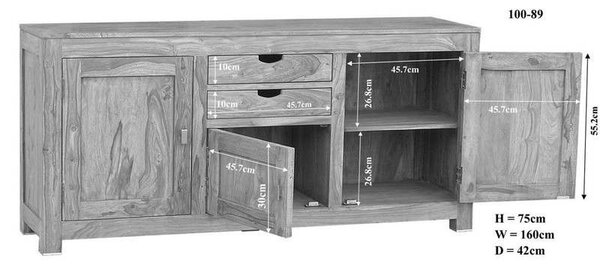 GREY WOOD Komoda 75x160 cm, palisander