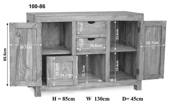 GREY WOOD Komoda 85x130 cm, palisander